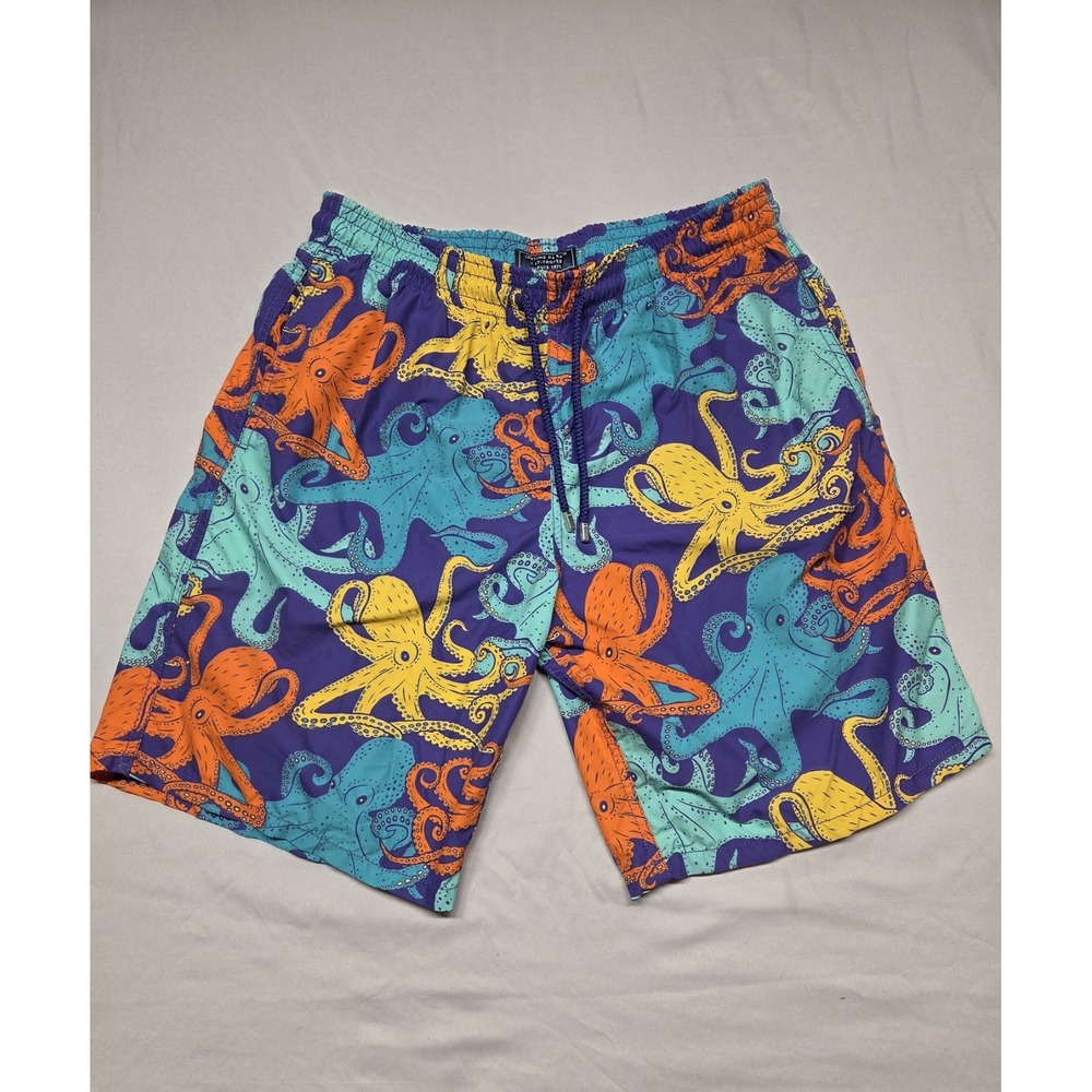 Vilebrequin Men's Moorea Swim Shorts Purple Blue Octopus XL